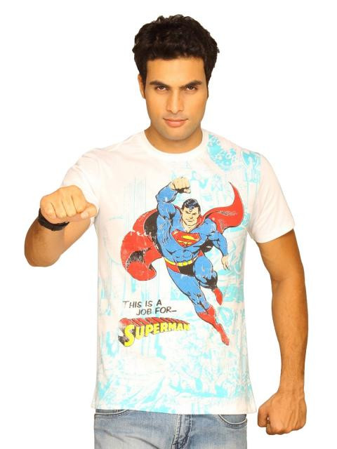 Superman Men's Job Round Neck White T-shirt