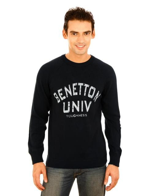 United Colors of Benetton Men Winter Black Sweatshirts