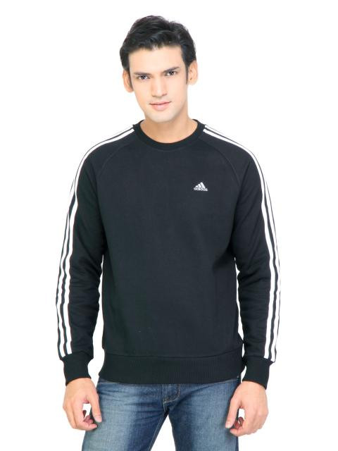 ADIDAS Men Solid Black Sweatshirts