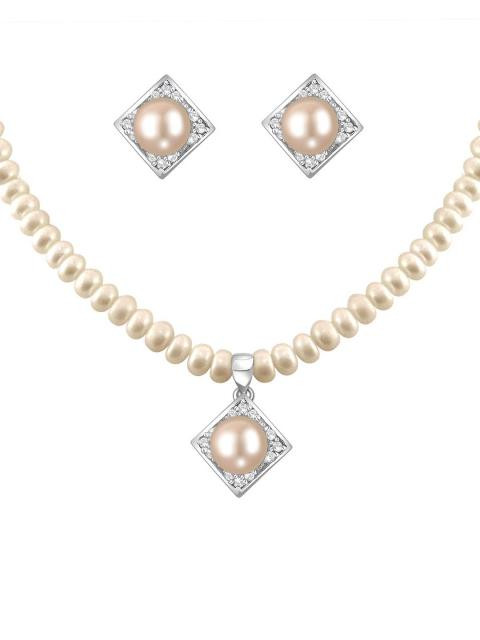 Miki Pearl Women Ivory Jewellery Set