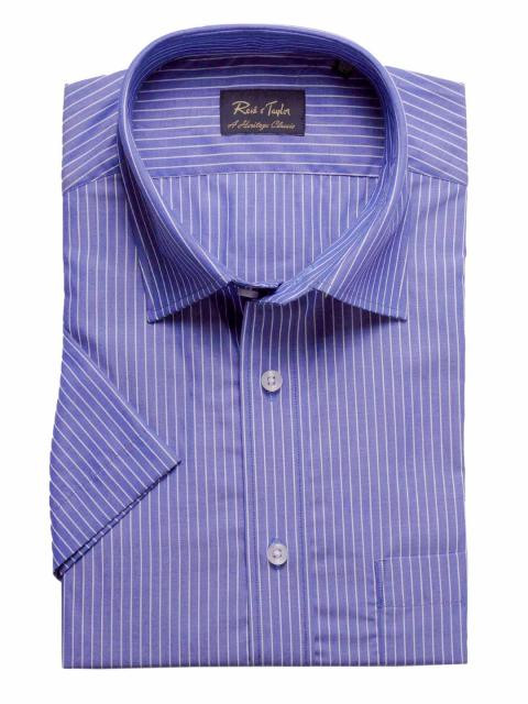 Reid & Taylor Men Stripes Blue Shirts