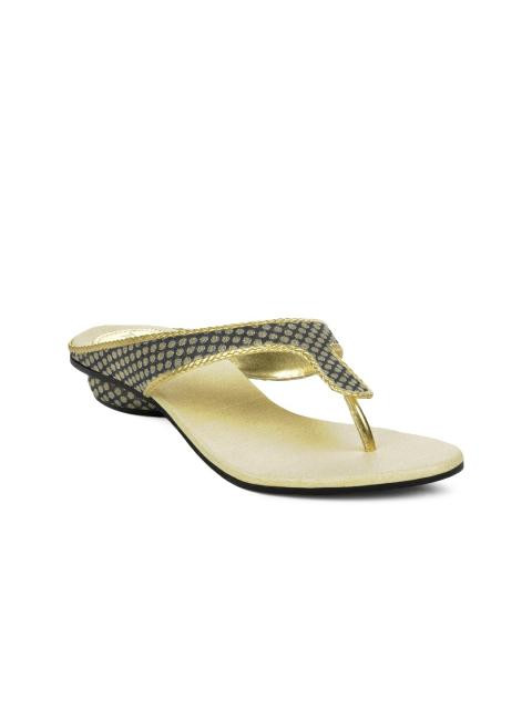 Portia Women Black & Gold-Toned Sandals