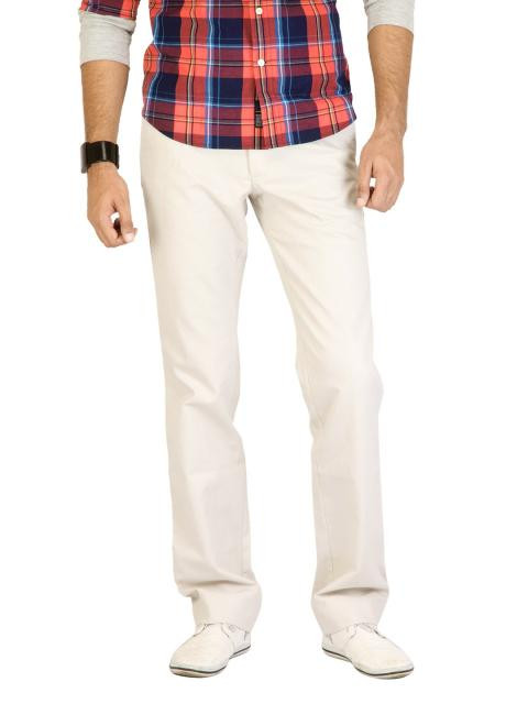 Indian Terrain Men Laffer Off-White Trousers