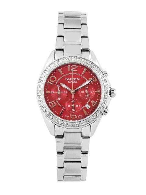 CASIO Sheen Women Red Dial Chronograph Watch SX039 SHE-5022D-4ADR