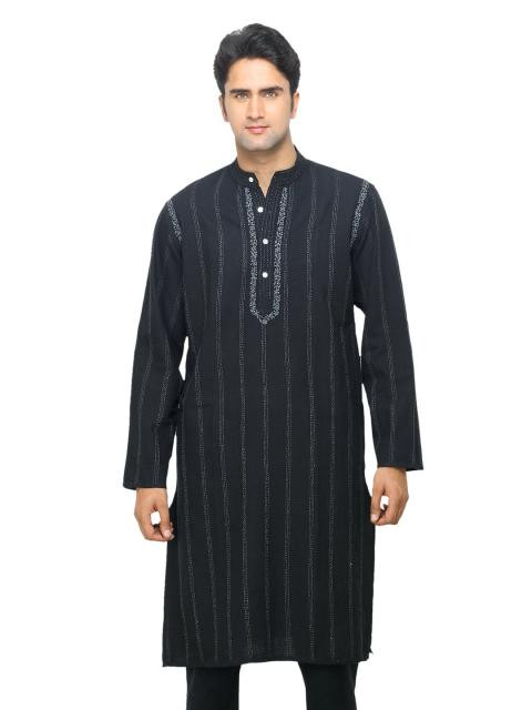 Fabindia Men Black Khadi Kurta
