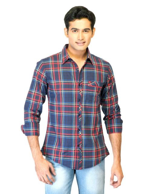 United Colors of Benetton Men Check Blue Shirts