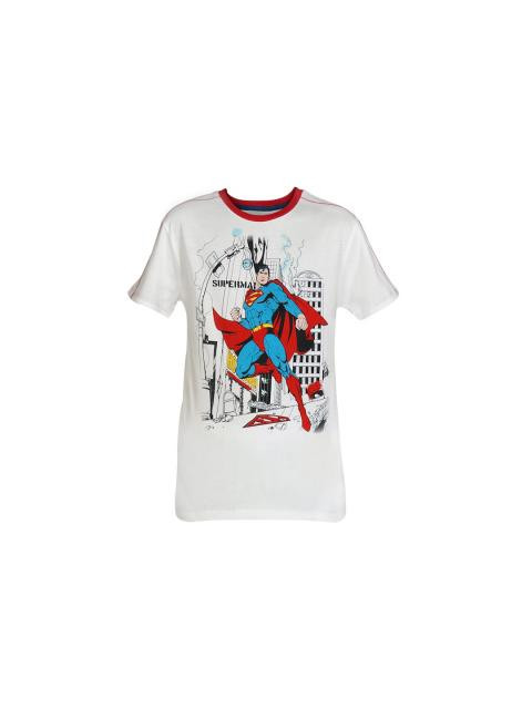 Superman Boys White Printed T-shirt