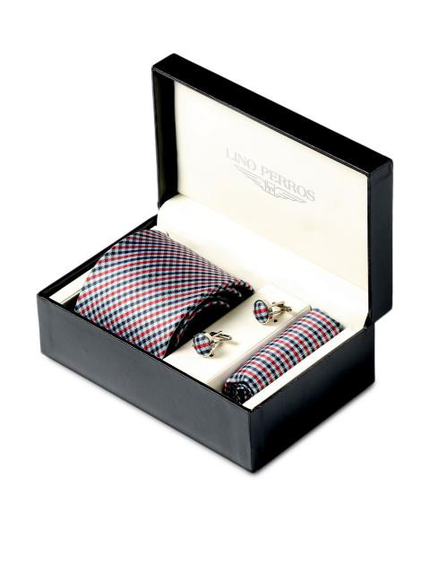 Lino Perros Men Formal Blue Red Accessory Gift Set