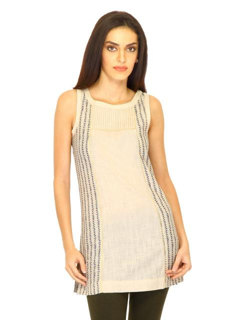 W Women Solid Beige Kurtis