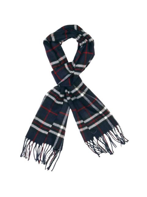 Lino Perros Men Navy Blue Check Scarf