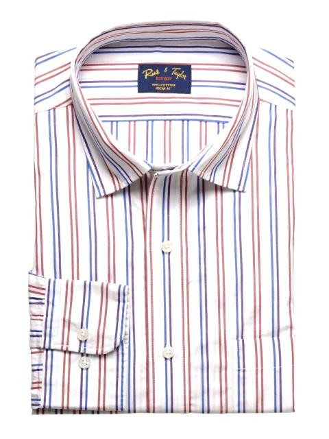 Reid & Taylor Men Stripes White Shirts