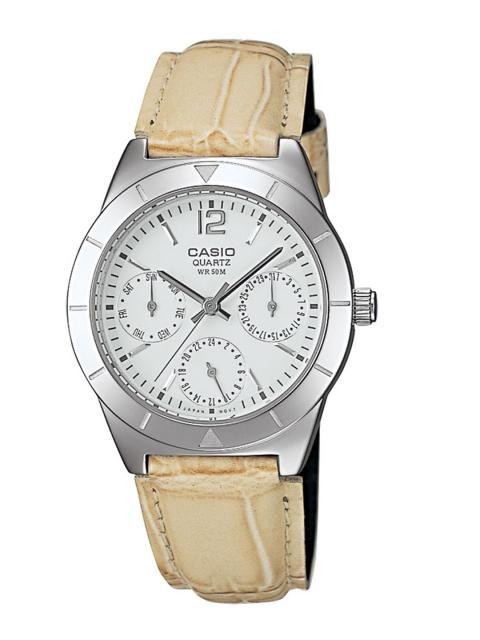 Casio Enticer Women Cream-Coloured Dial Chronograph Watch SH61