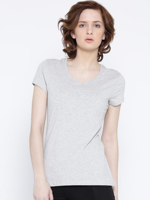 Jockey Women Grey Melange T-shirt 1359
