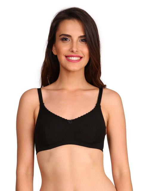 Jockey Essence Black Solid Non-Wired Non-Padded Slim Fit Bra 1615