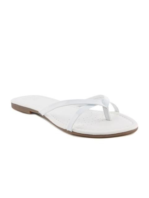 Clarks Women White Leather Flats