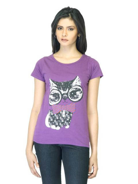 Jealous 21 Women Printed Purple T-shirt