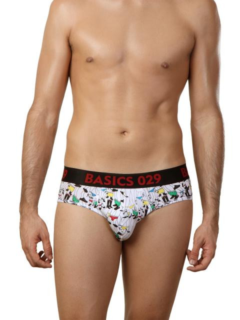 Basics Men White Printed Fashion Brief