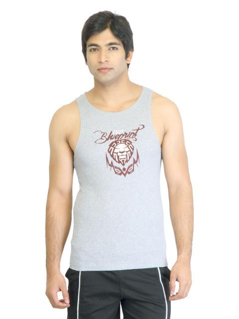 Facit Men Grey Printed Innerwear Vest