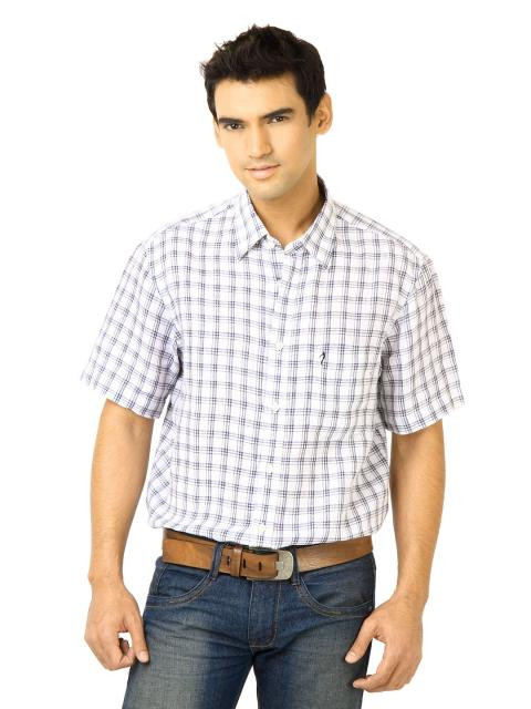 Indian Terrain Men Check White  Shirt