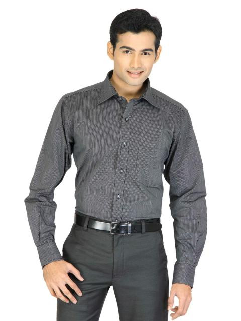 Genesis Black Striped Formal Shirt