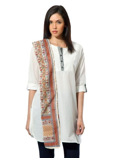 Fabindia Women Printed Multi Coloured Chanderi Stole