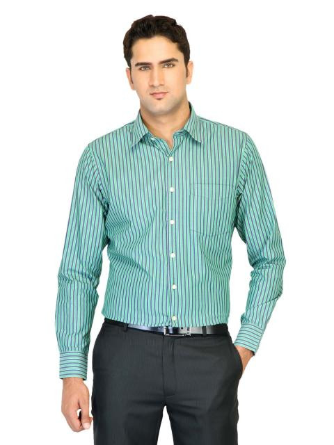 Belmonte Men Stripes Green Shirts