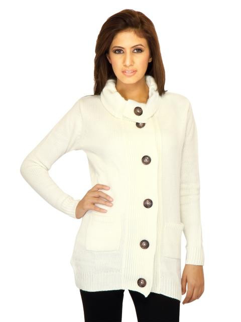 Scullers Women Knit White Sweaters