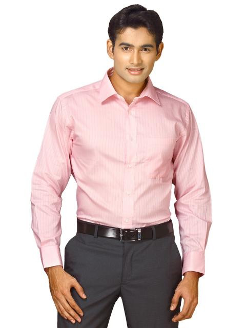 John Miller Men Pink Solid Shirt