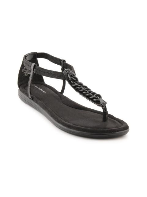 Rockport Women Jeanie Thong Chain Black Flats