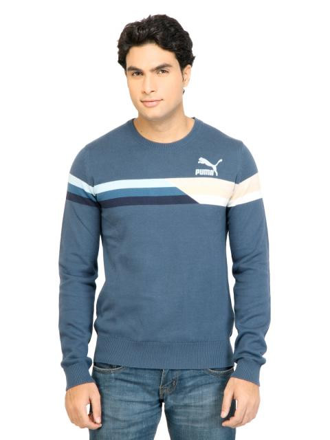 Puma Men Lifestyle Knitted Dark Denim Sweaters