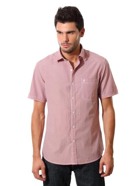 John Players Men Orange And Blue Check Shirt