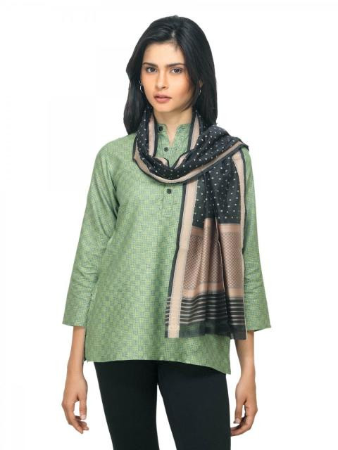 Fabindia Women Black Jacquard Silk Stole