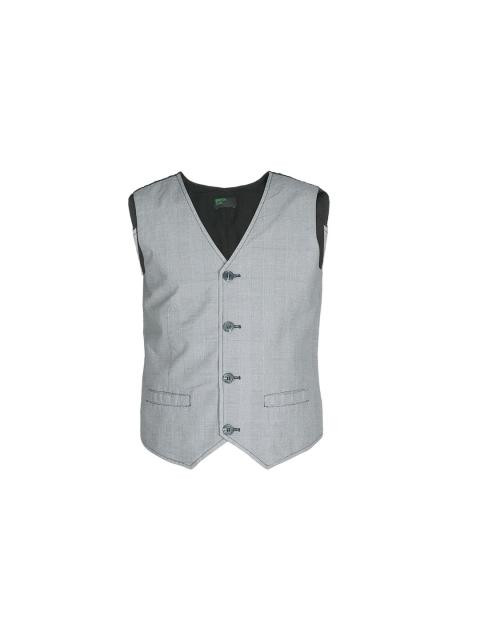 United Colors of Benetton Boys Check Grey Waistcoat