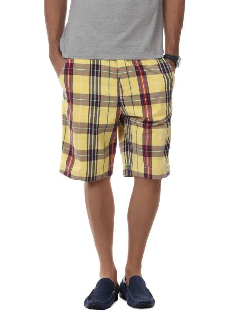 Myntra Men Yellow Check Shorts