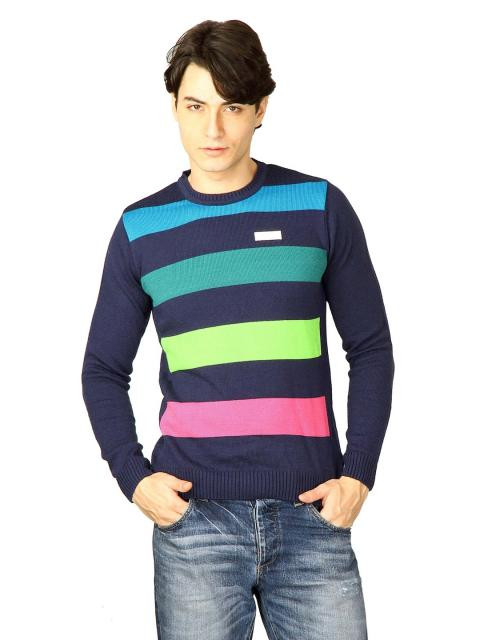 ADIDAS Men Frnt Str Navy Blue Sweaters