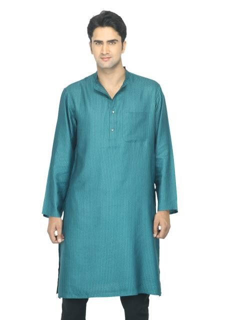 Fabindia Men Teal Tussar Kurta
