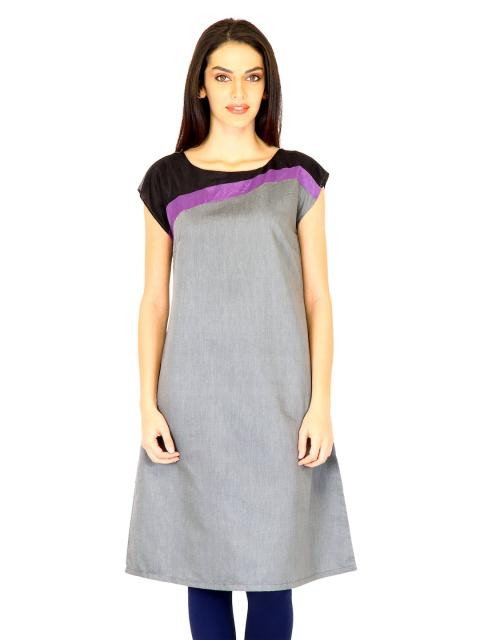 W Women Solid Grey Kurtas