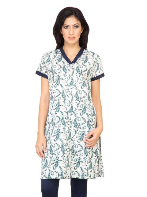 Vishudh Women Floral Print White Kurta