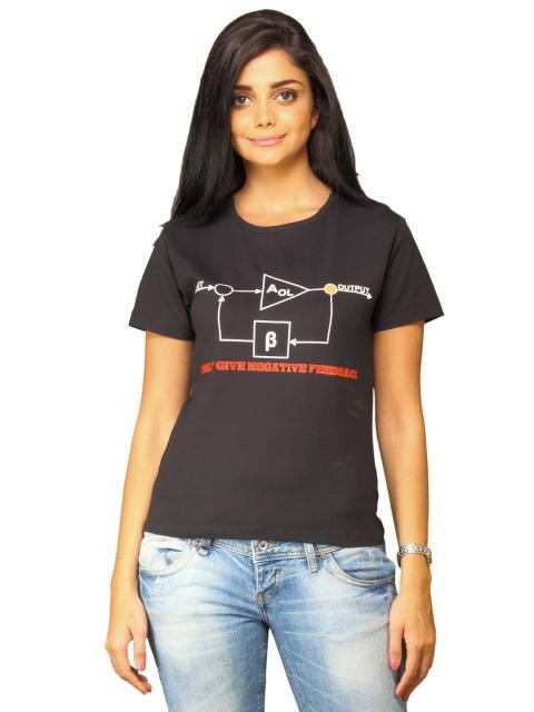 Myntra Women's I Only Give Negative Feedback Black T-shirt