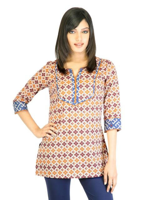 Aurelia Women Orange Printed Kurti
