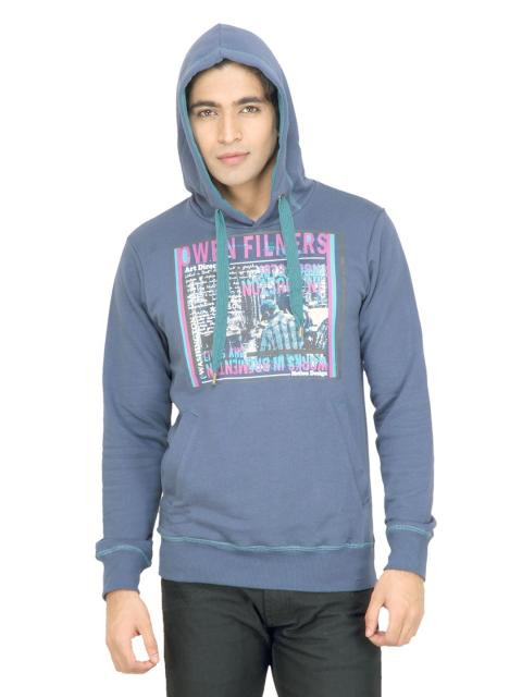 United Colors of Benetton Men Printed Blue Sweatshirt