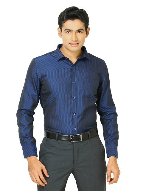 John Miller Men Navy Blue Shimmer Shirt