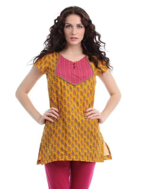 Myntra Women Orange Printed Kurti
