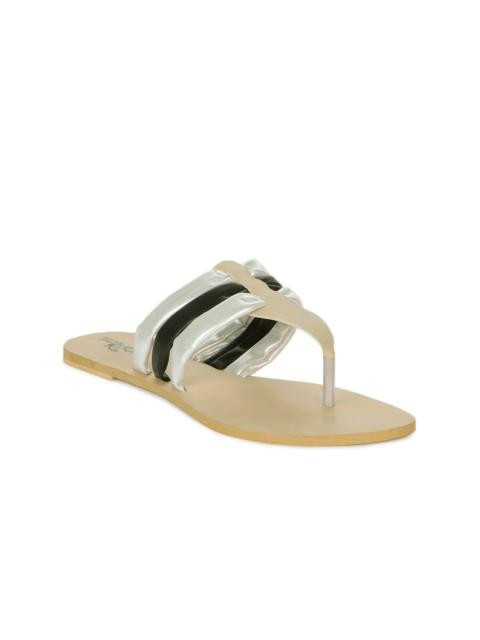 Portia Women Sliver & Black Sandals
