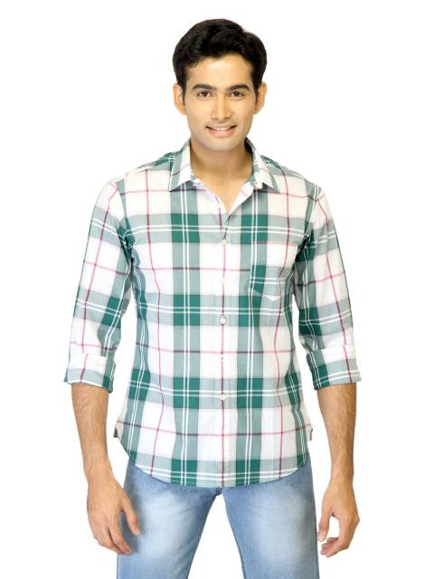 United Colors of Benetton Men Check Green Shirts