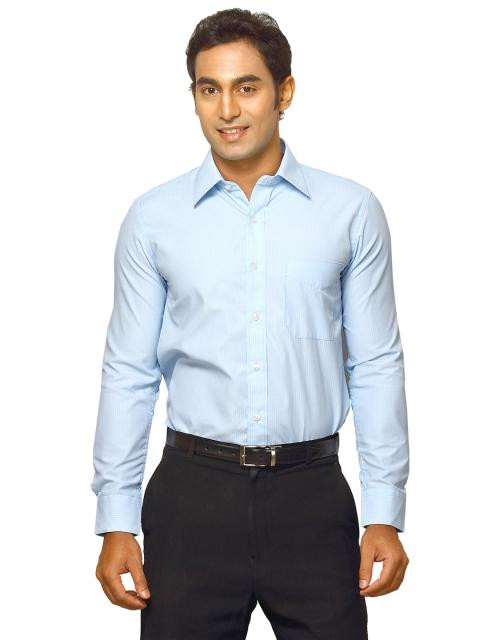 Mark Taylor Men Plain Blue Shirts