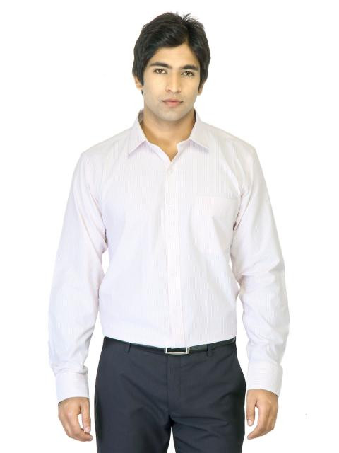 Mark Taylor Men Striped White Shirt