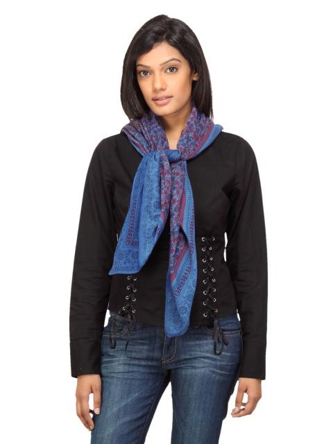 Femella Women Printed Blue Scarf