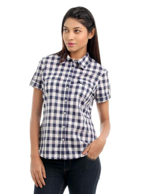 Wills Lifestyle Women Navy Blue Shirt