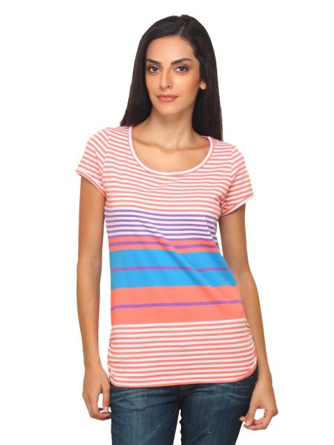 Allen Solly Woman Striped Orange Top